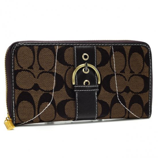 Coach Buckle In Signature Large Coffee Wallets AXI | Women - Click Image to Close